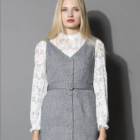 Chicwish Dresses & Skirts - Chicwish Classic Grey Button Up Belted Dress